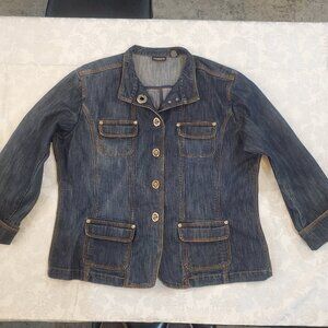 Vintage Y2K Extra Large Chico's Denim Jean Jacket Silver Twist Buttons Sz 3 EUC